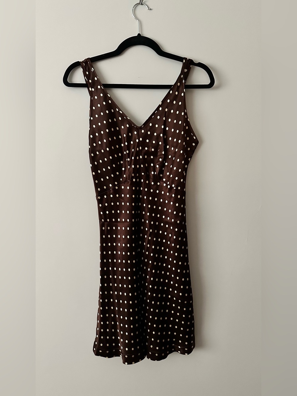 Vintage Betsey Johnson Brown Polka Dot V-Neck Slip Dress